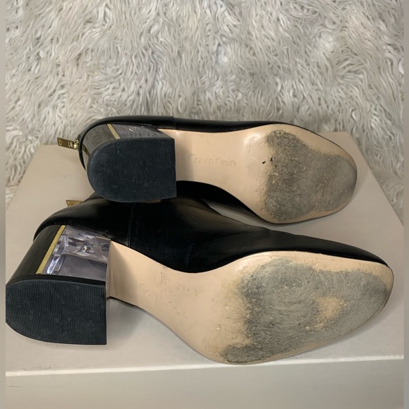 Calvin Klein Lorah Black Leather Booties size US 7.5 - Picture 4 of 6